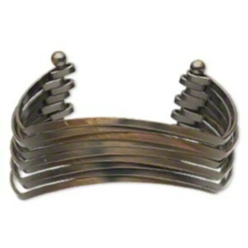 Antiqued Brass Grunge Steel Geometric Wavy 9-Band Cuff Bracelet
